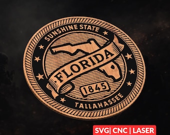 Florida Design SVG | CNC Laser Cut File, Wood Wall Art, Glowforge Engraving, LightBurn Ready