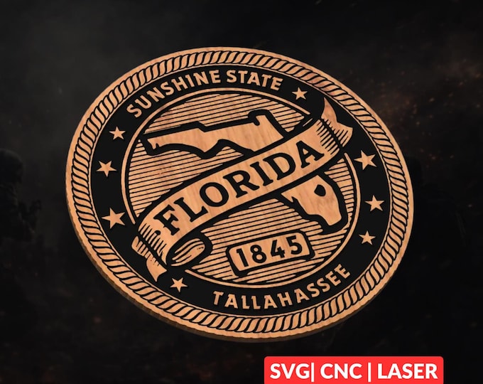 Florida Design SVG | CNC Laser Cut File, Wood Wall Art, Glowforge Engraving, LightBurn Ready