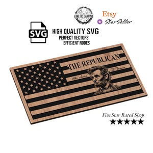 SVG-bestand met Abraham Lincoln (Saved the Union) vlag voor houtbewerking, CNC, afdrukken en laseren