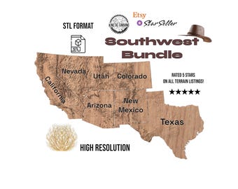 Southwest Terrain 3D Topo Models: STL File Bundle (Digital Download)