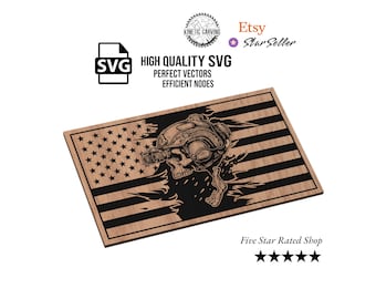 Tactical Skull American Flag SVG: Laser Cut, CNC, Vector File (Digital Download)