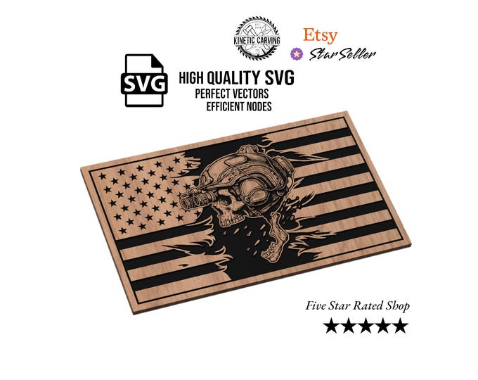 Tactical Skull American Flag SVG: Laser Cut, CNC, Vector File (Digital Download)