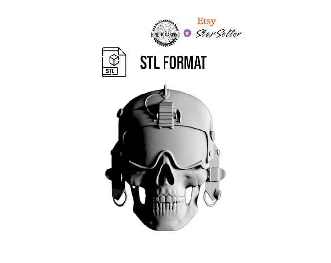 Military Aviation Helmet Skull STL for 3D Printing, CNC Woodworking
