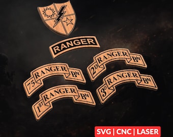 Ranger Regiment SVG Bundle | 6 Army Ranger Patch CNC Files, Laser Engraving, Glowforge