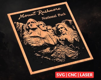 Mount Rushmore SVG | CNC Laser Cut File, Wood Wall Art, Glowforge Engraving, LightBurn Ready