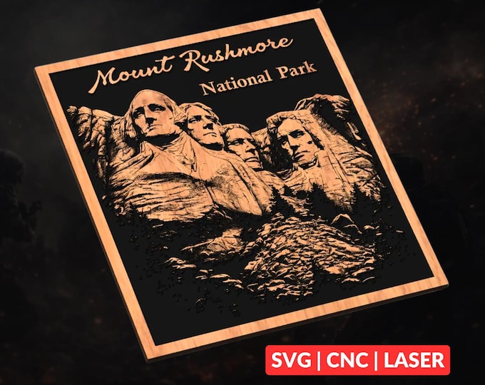 Mount Rushmore SVG | CNC Laser Cut File, Wood Wall Art, Glowforge Engraving, LightBurn Ready