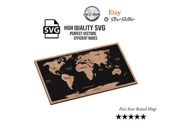 World Map SVG File for Woodworking, CNC, Printing and Lasering