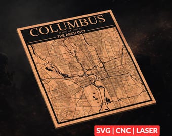Columbus, Ohio City Map SVG | CNC Laser Cut File, Wood Wall Art, Glowforge Engraving, LightBurn Ready