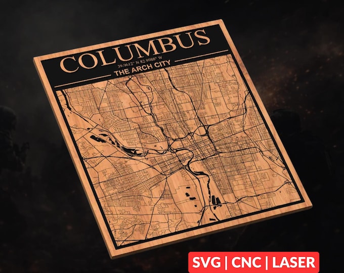 Columbus, Ohio City Map SVG | CNC Laser Cut File, Wood Wall Art, Glowforge Engraving, LightBurn Ready