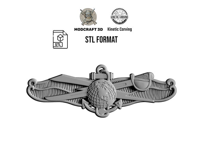 Navy IDWE Badge STL – Information Dominance Warfare Enlisted 3D Model For Woodworking, CNC, 3-D Printing and Lasering