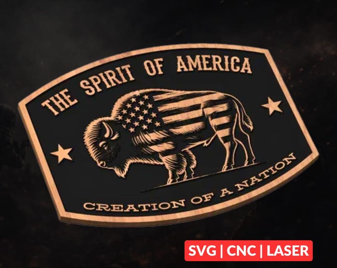 American Bison SVG | CNC Laser Cut File, Wood Wall Art, Glowforge Engraving, LightBurn Ready