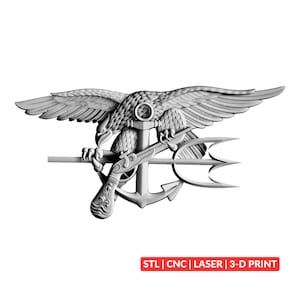 Navy SEAL Trident STL | 3D CNC Relief File, Woodworking, 3D Printing, Laser Engraving