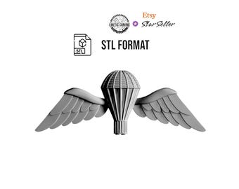 3D STL Model of British Military Jump (Airborne) Wings, for 3D Printing, CNC Woodworking