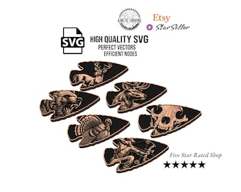 Side Arrowhead Hunting Combo Pack Bundle SVG for Woodworking, CNC, Printing and Lasering