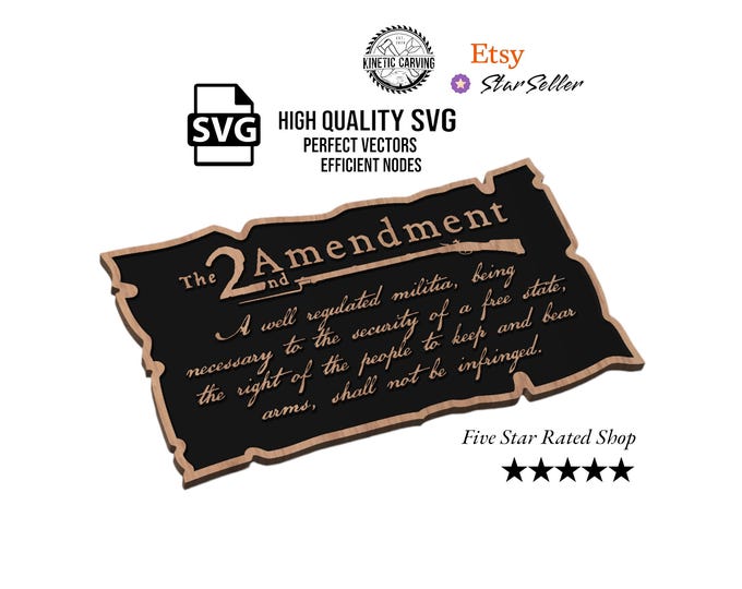 2nd Amendment SVG File for Woodworking, CNC, Printing and Lasering
