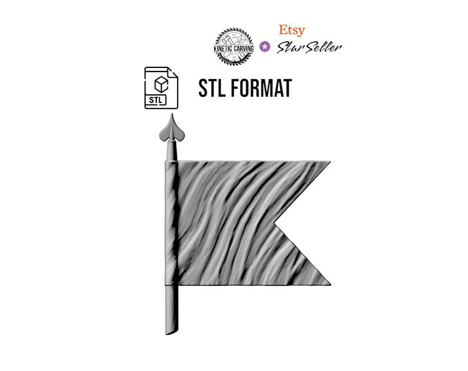 Wavy Military Guidon Flag STL for 3D Printing, CNC Woodworking