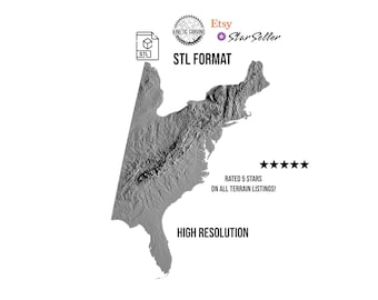 Appalachian Mountains 3D Topographic STL | 3D CNC Carving File, Wood Relief Art, 3D Printing Ready