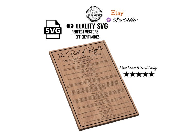 Bill of Rights SVG – United States Constitution Amendments for Woodworking, CNC, Printing and Lasering