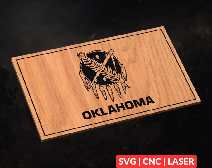 Oklahoma State Flag SVG | CNC Laser Cut File, Wood Wall Art, Glowforge Engraving, LightBurn Ready