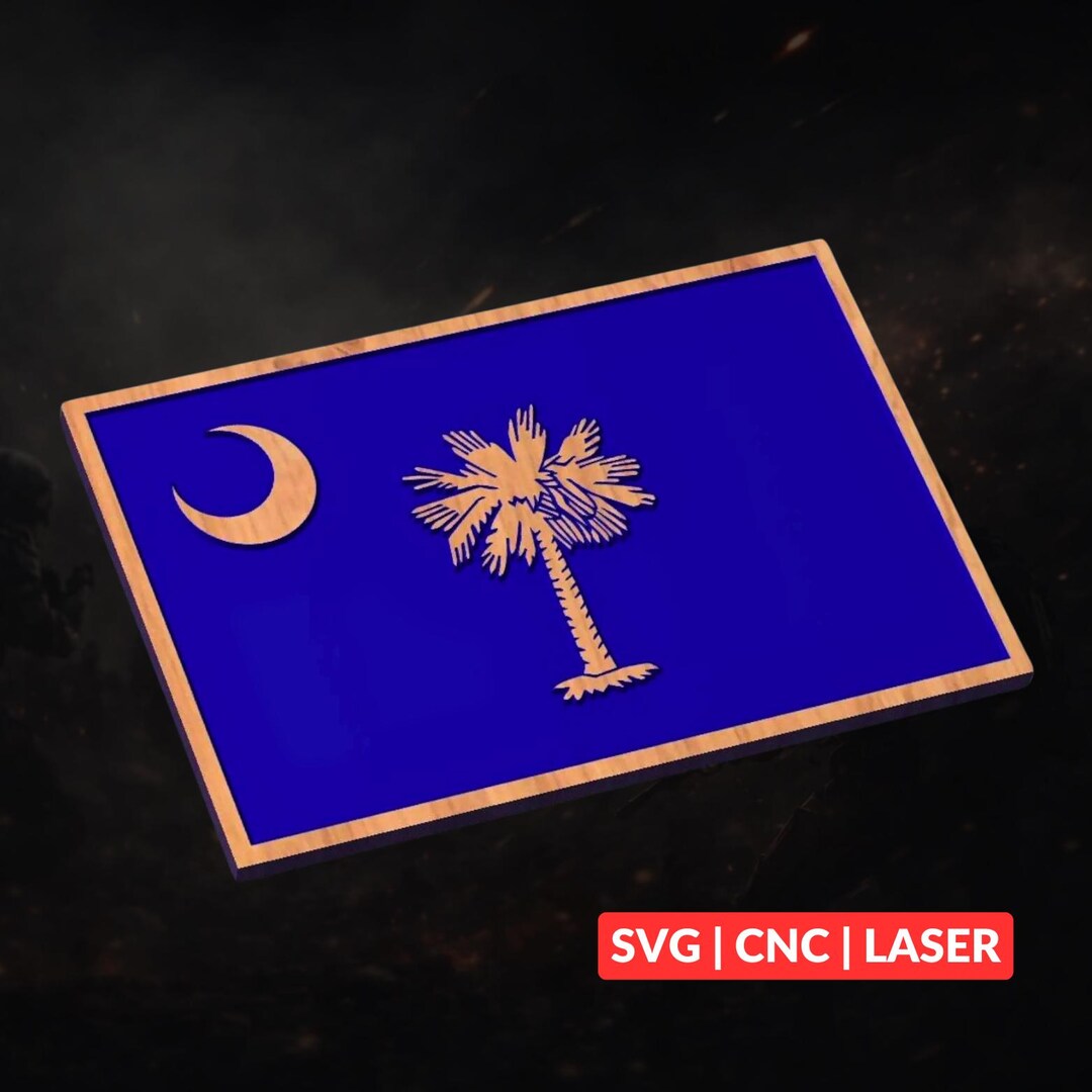 South Carolina State Flag SVG | CNC Laser Cut File, Wood Wall Art ...