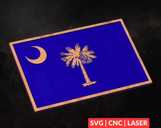 South Carolina State Flag SVG | CNC Laser Cut File, Wood Wall Art, Glowforge Engraving, LightBurn Ready