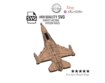 F-16 Falcon SVG File: Fighter Jet Laser Cut CNC Design (Digital Download)