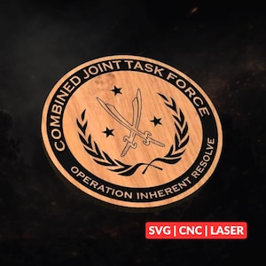 Operation Inherent Resolve (OIR) Military Patch SVG | CNC Laser Cut File, Wood Wall Art, Glowforge Engraving, LightBurn Ready