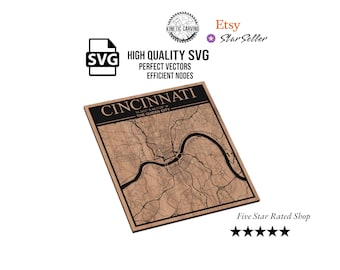 Cincinnati, Ohio City Map SVG File for Woodworking, CNC, Printing and Lasering (Digital Download)