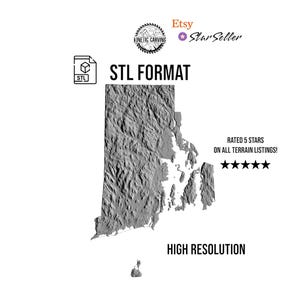 Modèle 3D STL de Rhode Island, États-Unis pour impression 3D, travail du bois CNC