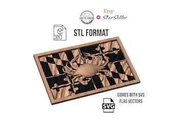 Maryland Flag Wavy 3D Model: STL/SVG File for CNC, Laser Cutting (Digital Download)