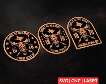 Texas Longhorn 1876 Bundle Designs SVG | Geography CNC Laser Cut File, Wood Wall Art, Glowforge, LightBurn