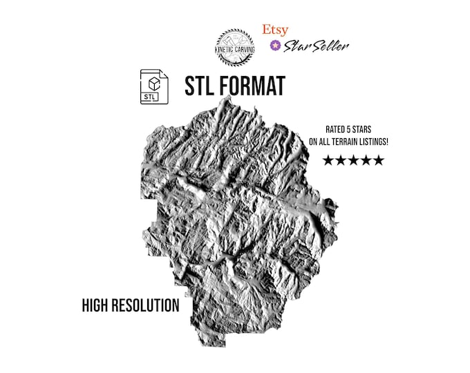Yosemite National Park 3D Topographic Map STL File (Digital Download)