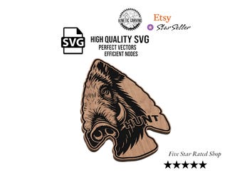 Arrowhead Wild Boar Hunt SVG File for Woodworking, CNC, Printing and Lasering (Digital Download)