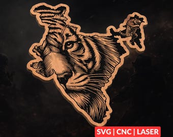 Indian Tiger SVG | CNC Laser Cut File, Wood Wall Art, Glowforge Engraving, LightBurn Ready