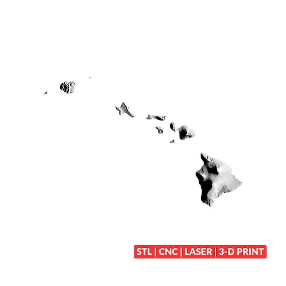 Hawaii Terrain Map STL | 3D CNC Relief File, Woodworking, 3D Printing, Laser Engraving