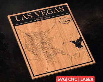 Las Vegas Nevada City Map SVG | CNC Laser Cut File, Wood Wall Art, Glowforge Engraving, LightBurn Ready
