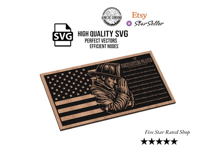 Firefighter Prayer American Flag SVG | CNC, Laser, Woodworking
