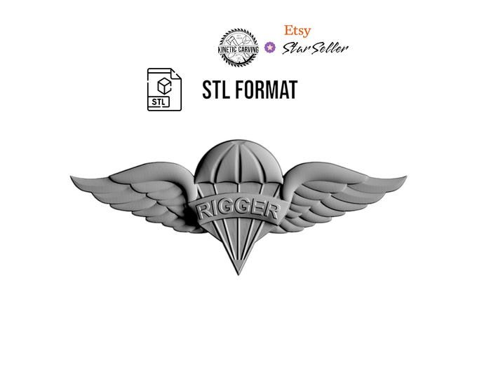 Rigger Badge Airborne STL File for Woodworking, CNC, Printing and Lasering