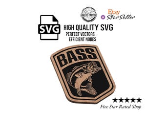 Bass Fishing Patch SVG File: CNC Laser Cut Design (Digital Download)