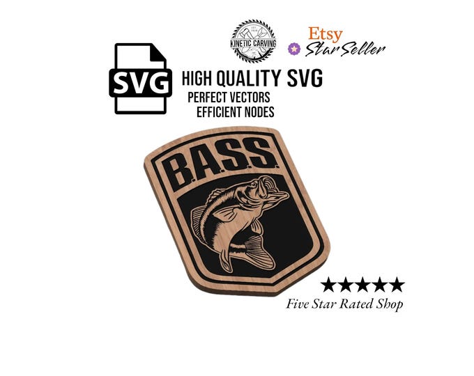 Bass Fishing Patch SVG File: CNC Laser Cut Design (Digital Download)