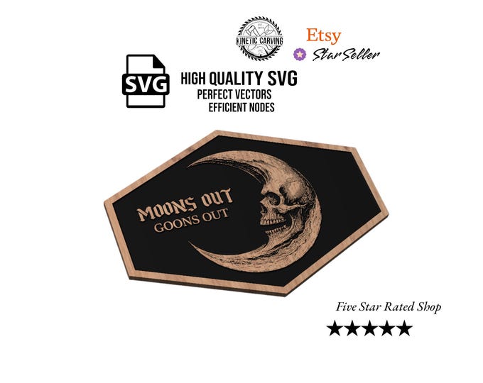 Moons Out Goons Out SVG – Tactical Skull Moon Design for Woodworking, CNC, Printing and Lasering