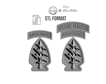3D STL Model of Special Forces Command Patch, for 3D Printing, CNC Woodworking
