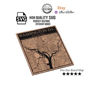Washington D.C. Stadt Karte SVG-Datei für Holzbearbeitung, CNC, Druck und Lasern