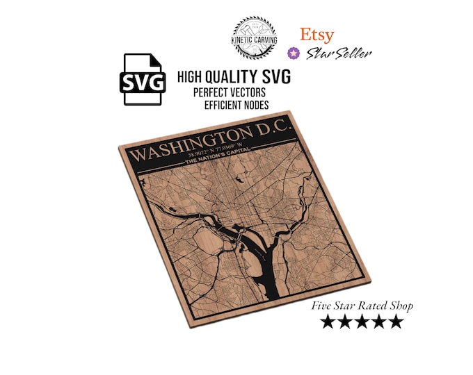 Washington D.C. City Map SVG File for Woodworking, CNC, Printing and Lasering