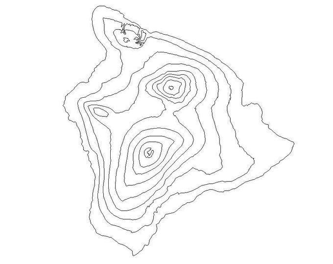 Elevation Contour Lines of Hawaii SVG File for Woodworking and Lasering