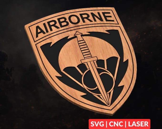SOCKOR Airborne Patch SVG | CNC Laser Cut File, Wood Wall Art, Glowforge Engraving, LightBurn Ready