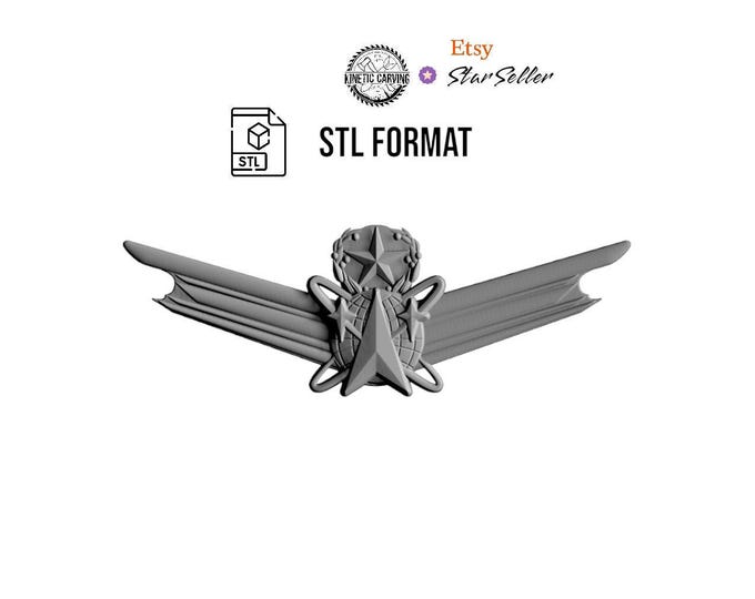 U.S. Military Space Operations Badge (Master) STL for 3D Printing, CNC Woodworking