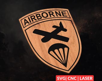 Airborne Glider Patch SVG | CNC Laser Cut File, Wood Wall Art, Glowforge Engraving, LightBurn Ready