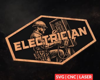 Electrician SVG | CNC Laser Cut File, Wood Wall Art, Glowforge Engraving, LightBurn Ready