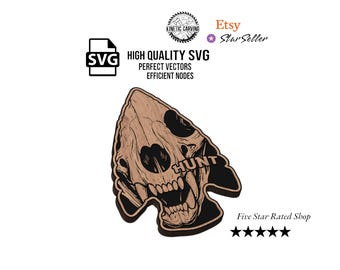Arrowhead Black Bear Skull Hunt SVG File for Woodworking, CNC, Printing and Lasering